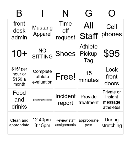 'STANG GANG Bingo Card