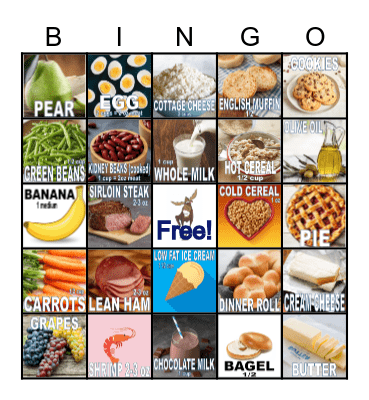 Bruce's Nutrition BINGO Card