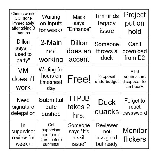 EAG Bingo Card