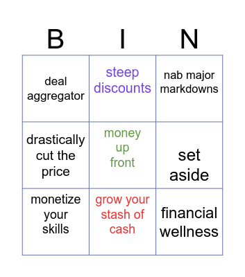 Money. С1 Bingo Card