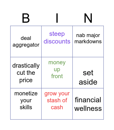 Money. С1 Bingo Card