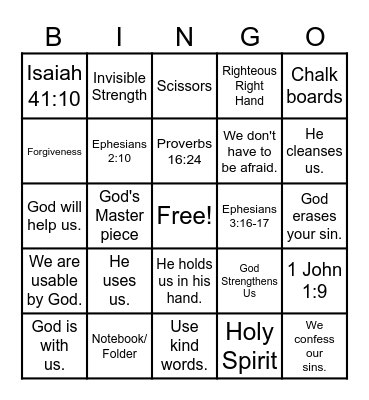 GOD SUPPLIES BINGO Card