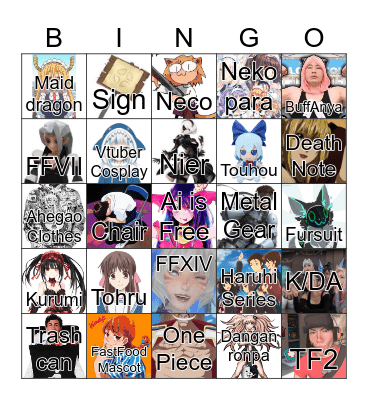 Anime Matsuri ‘23 (discord @hdru) Bingo Card