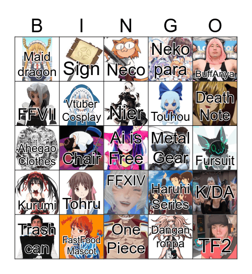 Anime Matsuri ‘23 (discord @hdru) Bingo Card