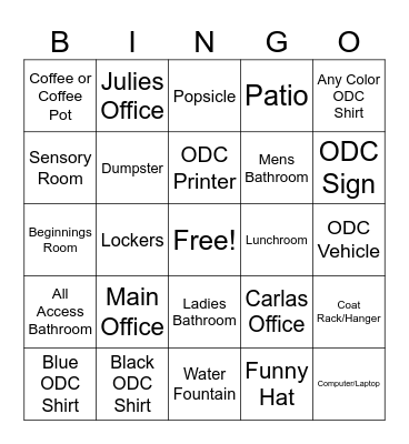 ODC Adventure Bingo Card