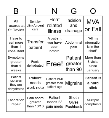 Pf Bingo Card