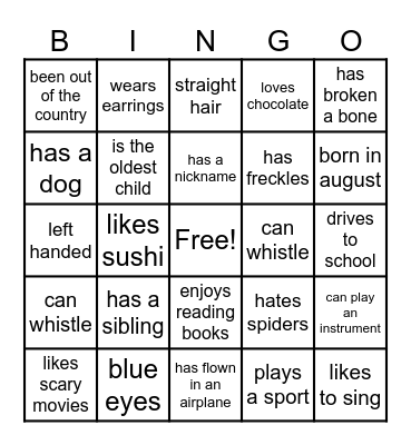 Newspaper Bingo Card
