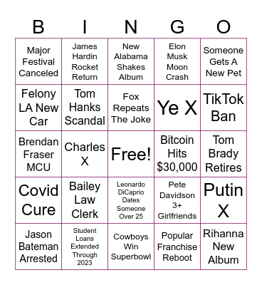 Manifesting 2023 Bingo Card