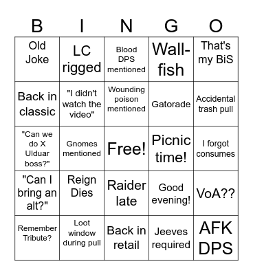 Oops, all  < A N A R C H Y > Bingo Card