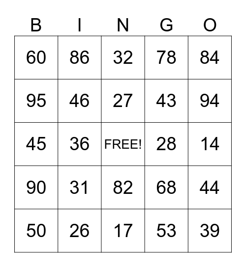 Bingo Complex 4! Bingo Card