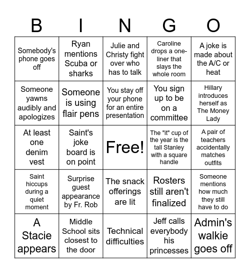 Professional Development Bingo Card