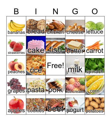 Food Bingo Card