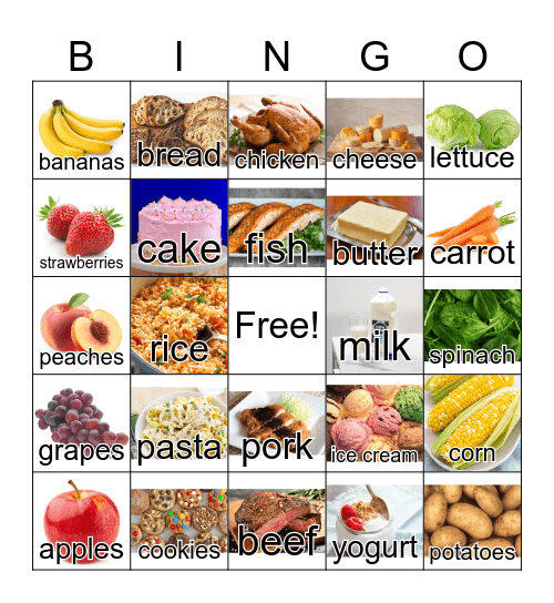 Food Bingo Card