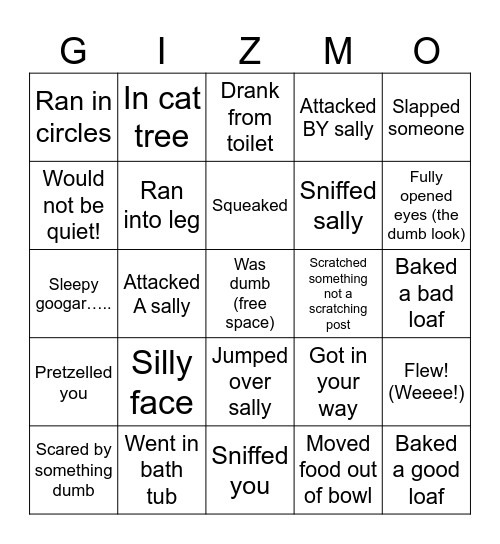 Gray Cat Bingo (wild googars!) Bingo Card