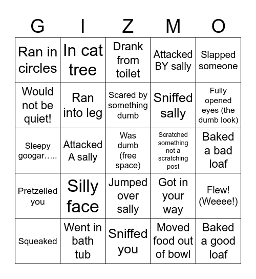 Gray Cat Bingo (wild googars!) Bingo Card