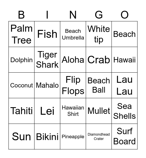 HAWAII Bingo Card