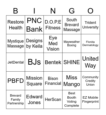 Wellness Fair Bingo Card