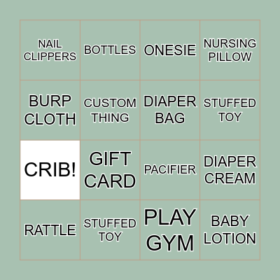 BABY SHOWER BINGO Card