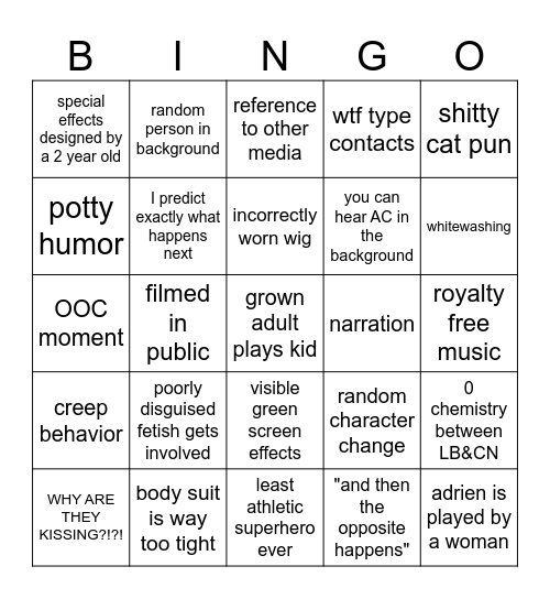 Cringe Miraculous Bingo Card