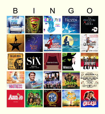 Musical Theatre Bingo Card