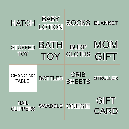 BABY SHOWER BINGO Card