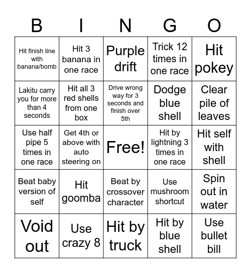 Kart Bingo Card