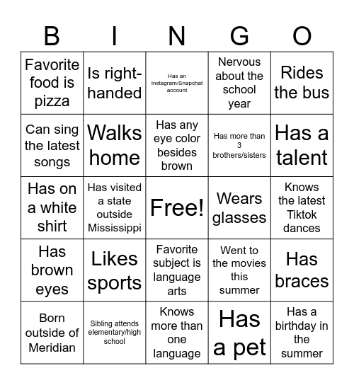 Icebreaker Bingo Card