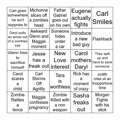 The Walking Dead Bingo Card