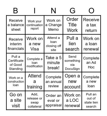CBA Work Bingo Card