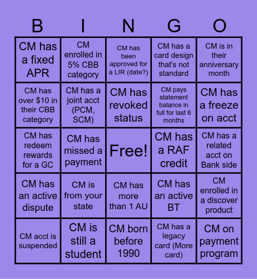 Bingo  CM Search Bingo Card