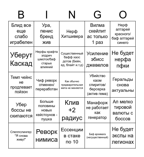 Патч нотесы Bingo Card