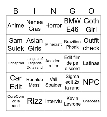 TIKTOK BINGO Card