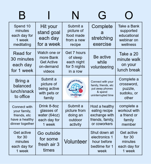 Employee Wellness Bingo Card