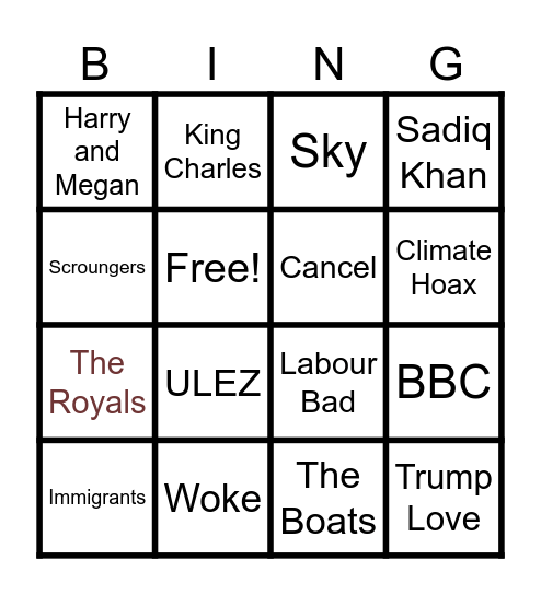 GB Entertainment Bingo Card