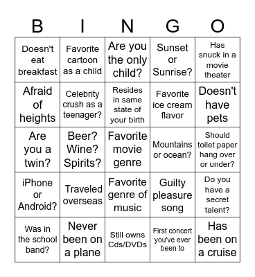 TE Ice Breaker Bingo Card