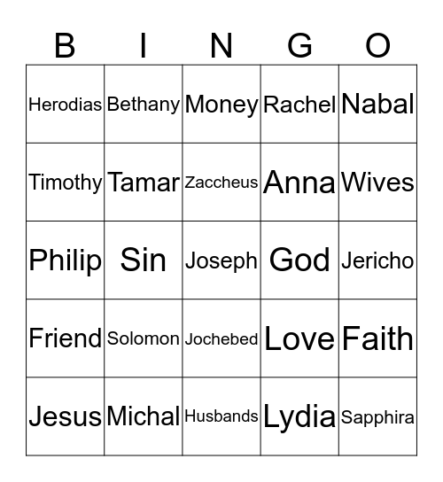 Love in the Old and New Testaments Bingo Card