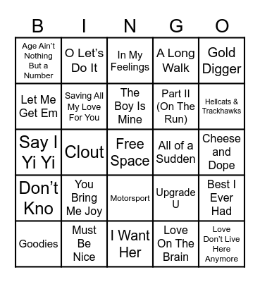 R&B/Trap BINGO Card