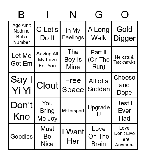 R&B/Trap BINGO Card