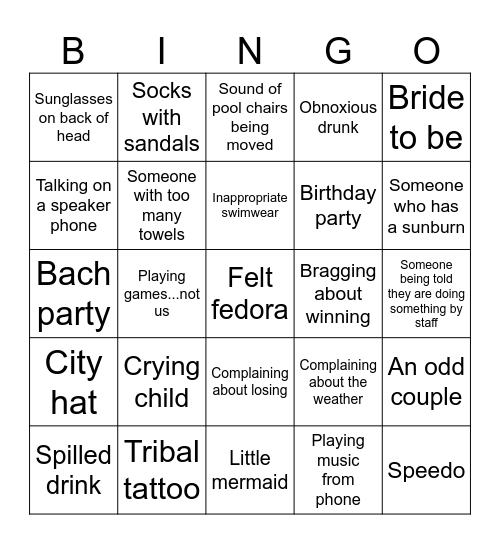 TVFD Poolside Bingo Card