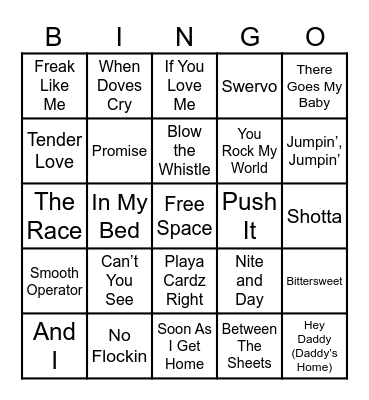 R&B/Trap Bingo Card