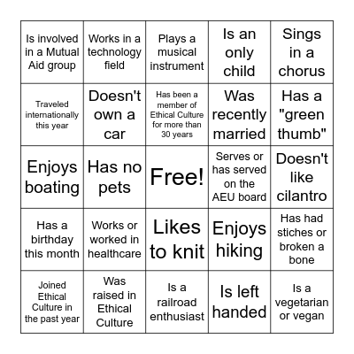 Find someone who... Bingo Card