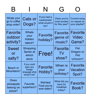 Band Bingo Card