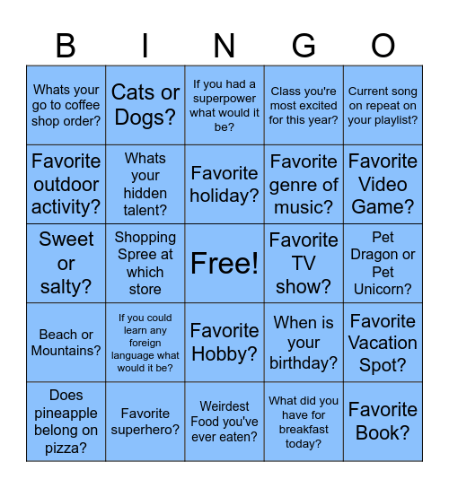 Band Bingo Card