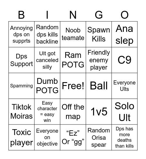 Oberdwash Bingo Card
