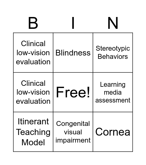 Vision Bingo Card