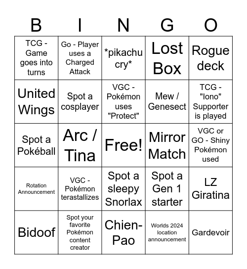 Worlds 2023 Bingo Card