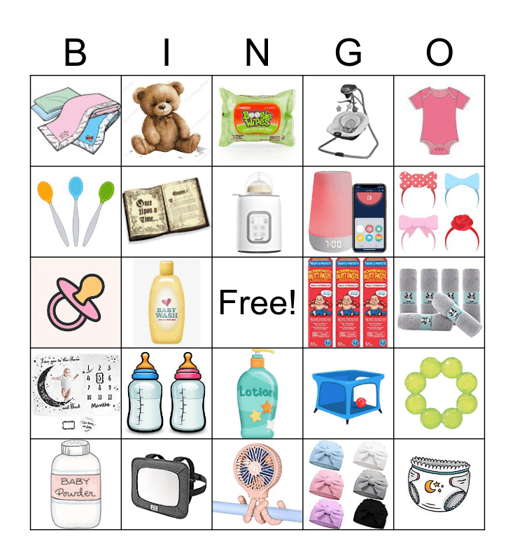 Amber's Baby Shower Bingo Card