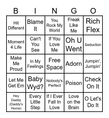 R&B/Trap BINGO Card