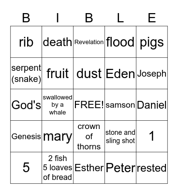 Bible Bingo Card