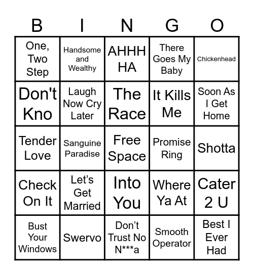 R&B/Trap BINGO Card